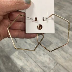 Gold hexagon earrings